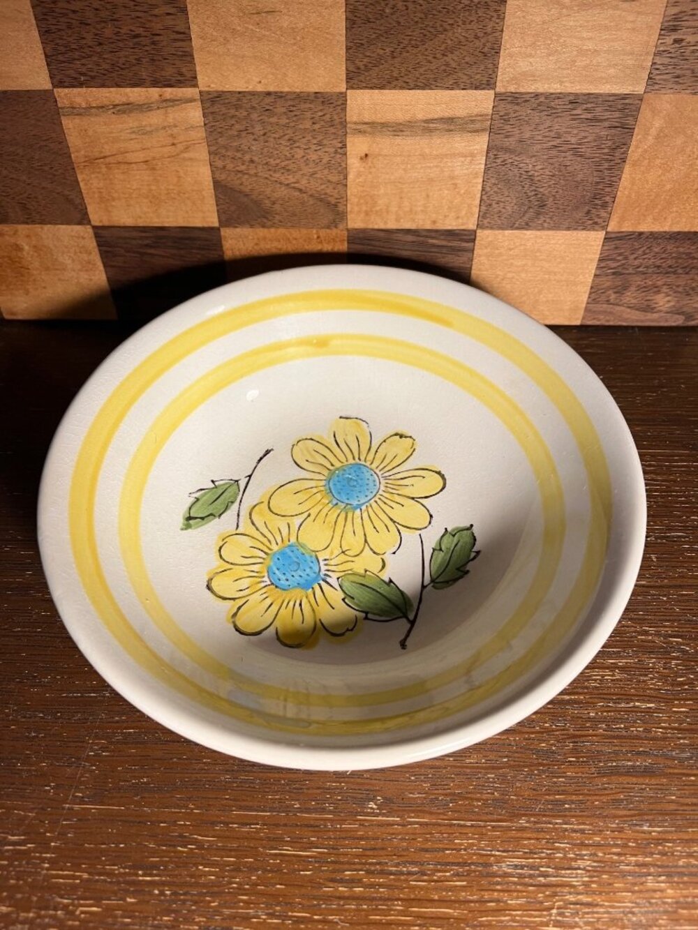 Bright Yellow Floral Bowl A128